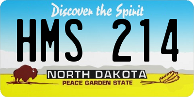 ND license plate HMS214