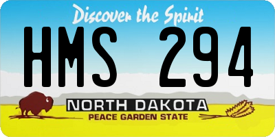 ND license plate HMS294