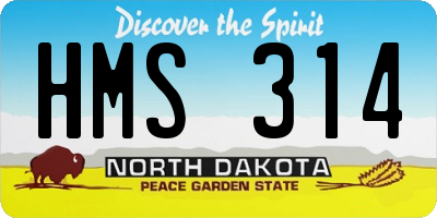 ND license plate HMS314
