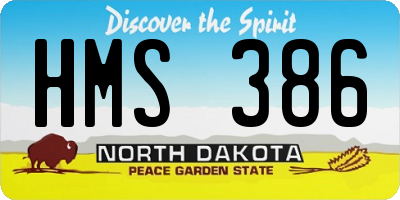 ND license plate HMS386
