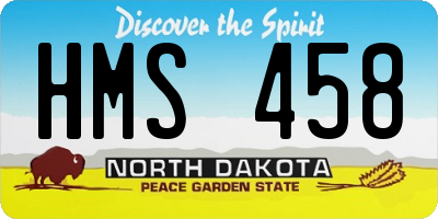 ND license plate HMS458