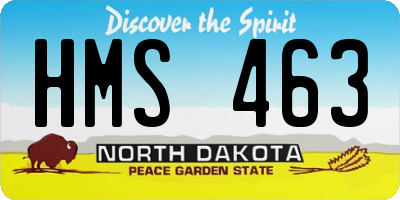 ND license plate HMS463