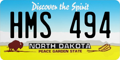 ND license plate HMS494