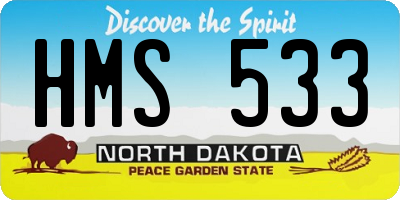 ND license plate HMS533