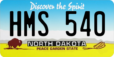 ND license plate HMS540