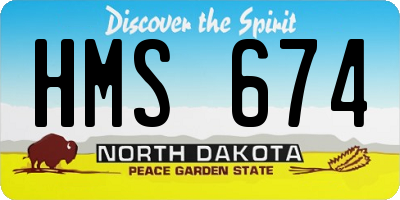 ND license plate HMS674