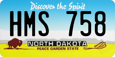 ND license plate HMS758