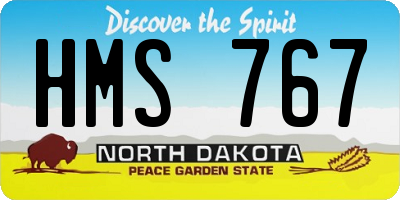 ND license plate HMS767