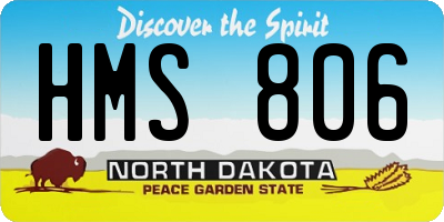 ND license plate HMS806