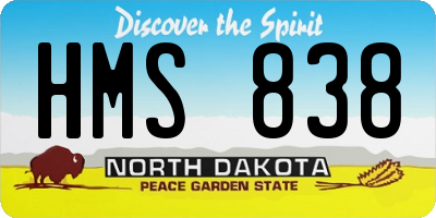 ND license plate HMS838