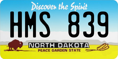 ND license plate HMS839