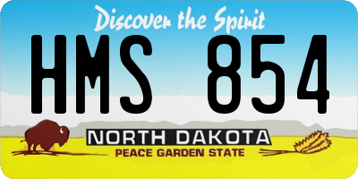 ND license plate HMS854
