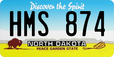 ND license plate HMS874