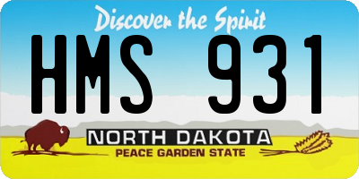ND license plate HMS931