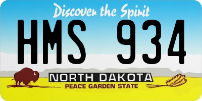 ND license plate HMS934
