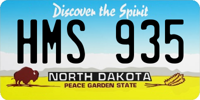 ND license plate HMS935