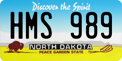ND license plate HMS989