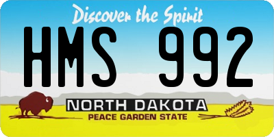 ND license plate HMS992