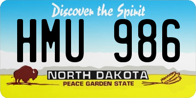 ND license plate HMU986