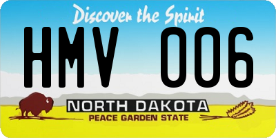ND license plate HMV006