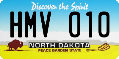 ND license plate HMV010