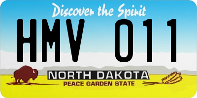 ND license plate HMV011
