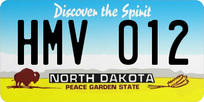 ND license plate HMV012
