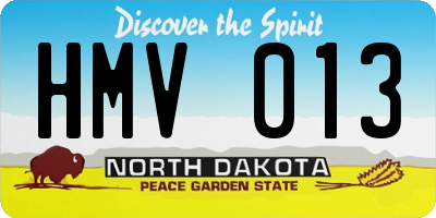 ND license plate HMV013