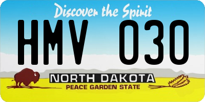 ND license plate HMV030