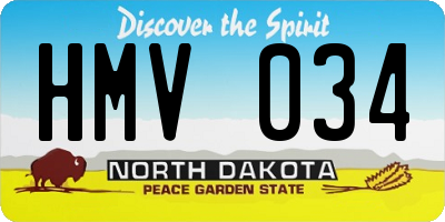 ND license plate HMV034