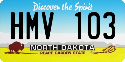 ND license plate HMV103