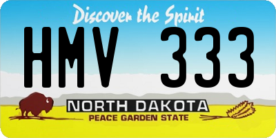ND license plate HMV333