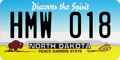 ND license plate HMW018