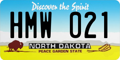 ND license plate HMW021