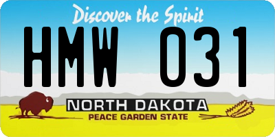 ND license plate HMW031