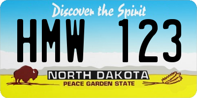 ND license plate HMW123