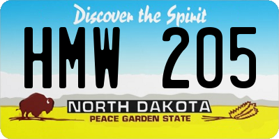 ND license plate HMW205