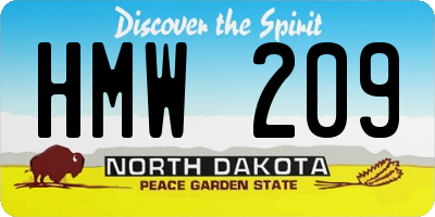 ND license plate HMW209