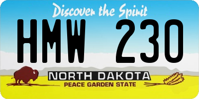 ND license plate HMW230