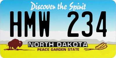 ND license plate HMW234