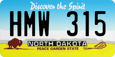 ND license plate HMW315