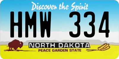 ND license plate HMW334