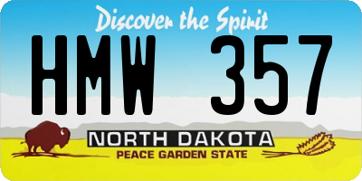 ND license plate HMW357