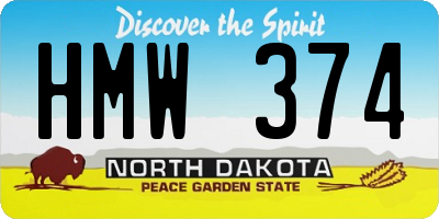 ND license plate HMW374