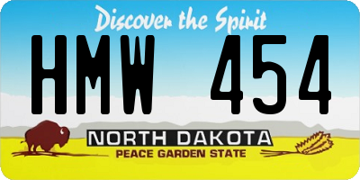 ND license plate HMW454