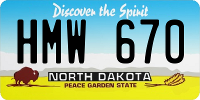 ND license plate HMW670