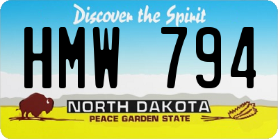 ND license plate HMW794