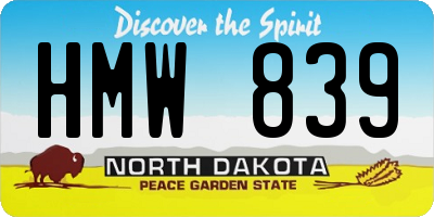 ND license plate HMW839