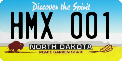 ND license plate HMX001