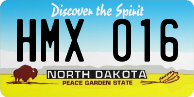 ND license plate HMX016